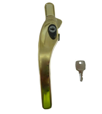 Sealco Timber Cockspur Window Handle Locking Gold Left Hand