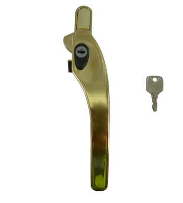 Sealco Timber Cockspur Window Handle Locking Gold Right Hand