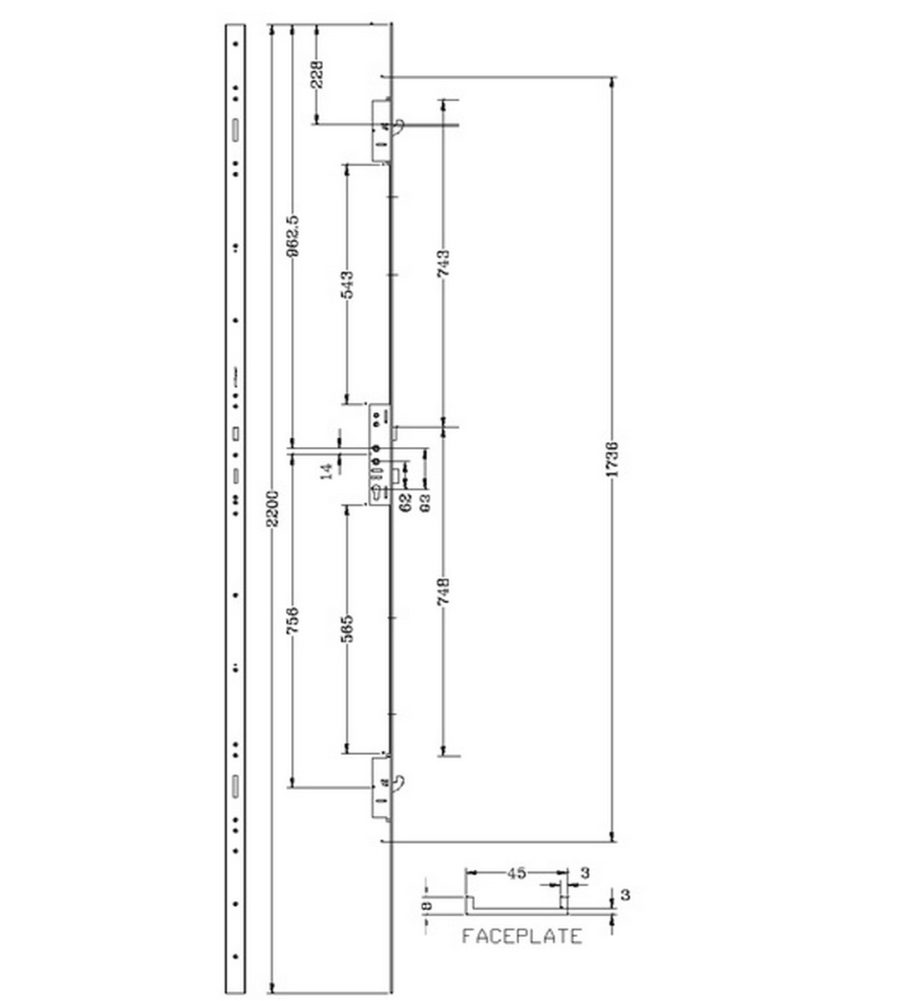Lockmaster PL80 2 Hook Door Lock 35mm Backset 92mm Centre White Faceplate 44mm Wrap Round - Image 3