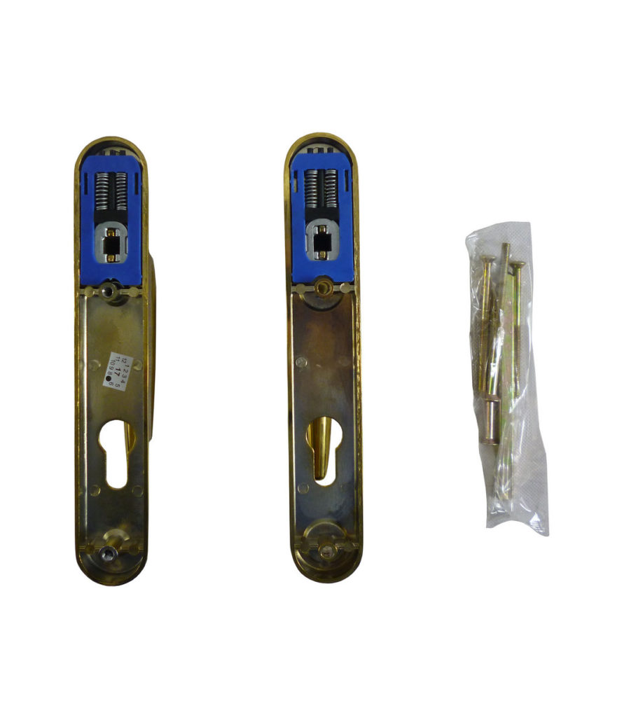 Trojan Hardware Sparta Short Backplate Polished Gold Door Handle - Image 2