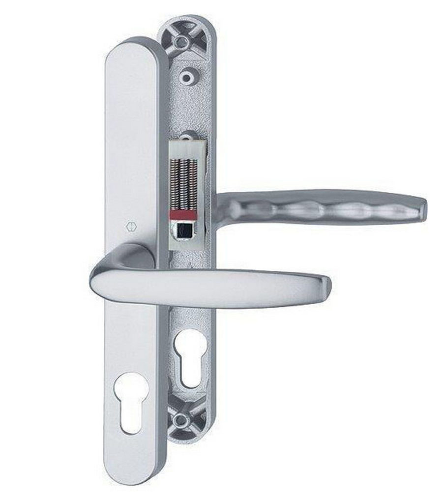 Hoppe Brugge F1 Matt Silver 68mm PZ, 215mm Centres Euro Door Handle to suit Fullex Locks