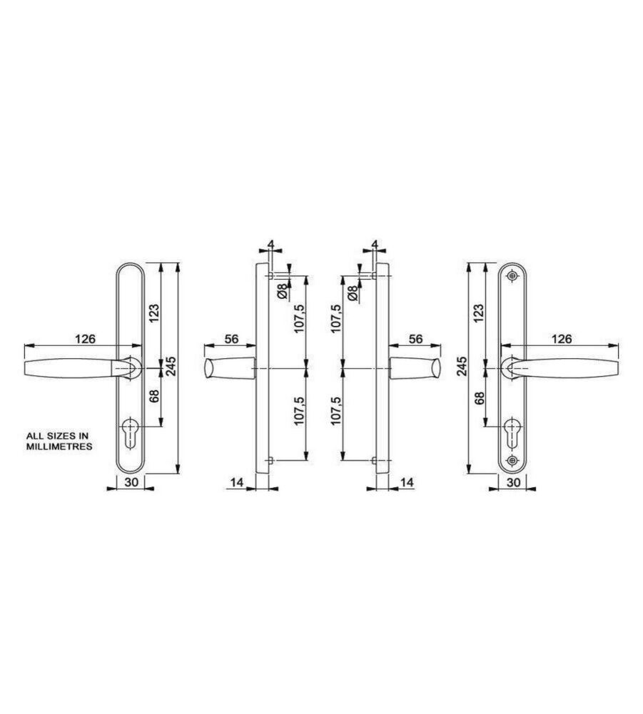 Hoppe Brugge White 68mm PZ, 215mm Centres Euro Door Handle to suit Fullex Locks - Image 4