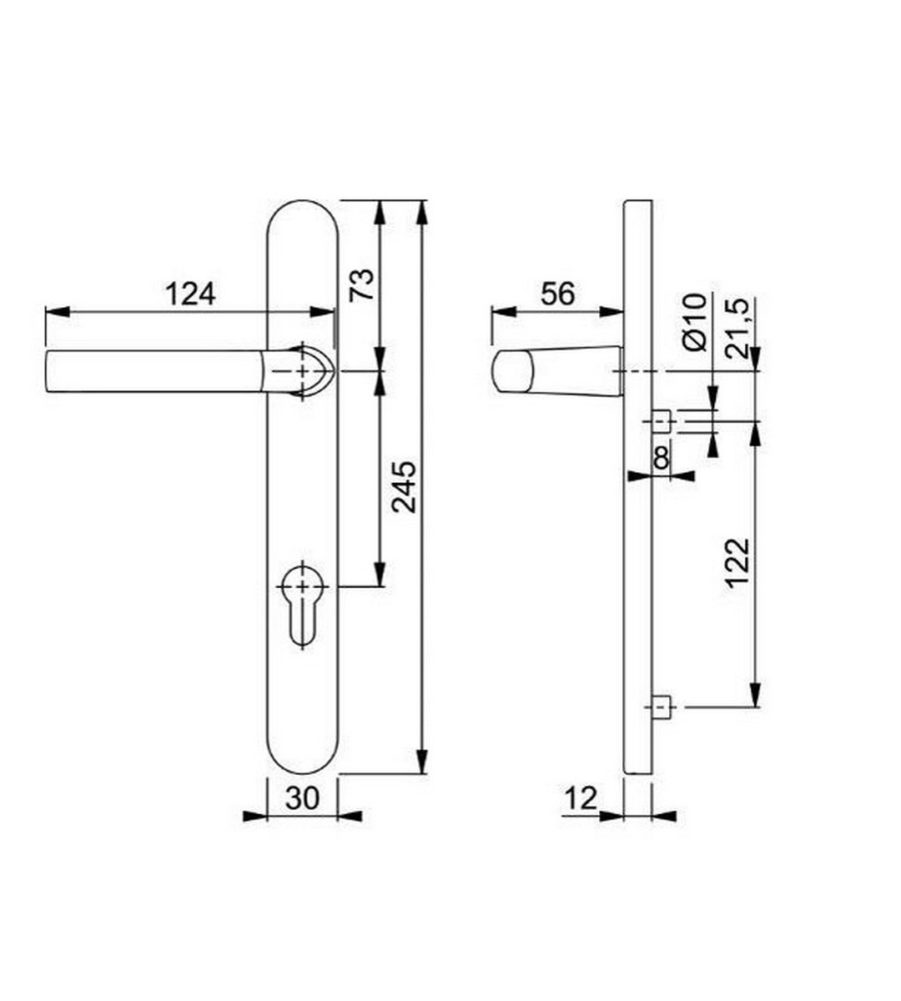 Hoppe Birmingham Short 3811N F1 Matt Silver 92mm Centre Door Handle - Image 4
