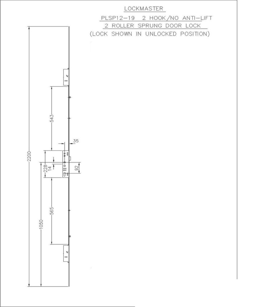 Lockmaster 2Hook 2Roller 35mm Backset 92mm Centre Door Lock PLSP12-19 - Image 3
