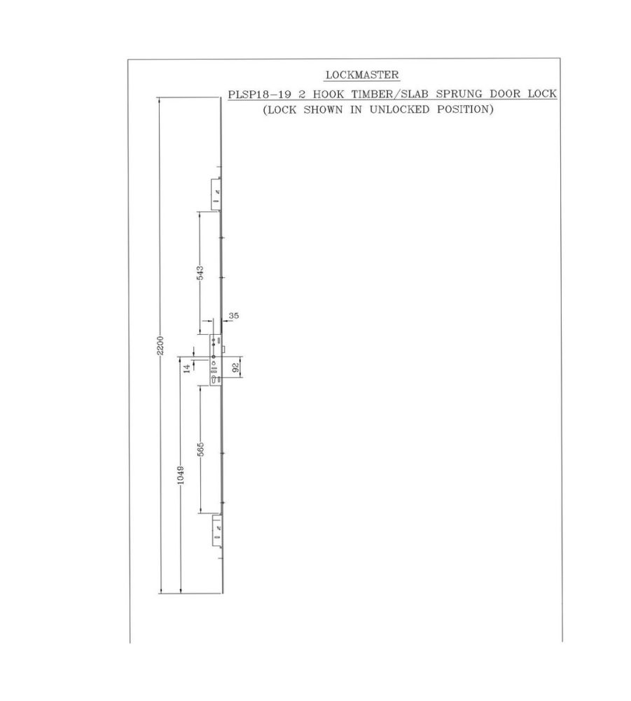 Lockmaster 2 Hook Lock 35mm backset 92mm centre PLSP18-19 - Image 3