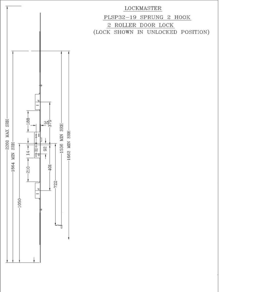 Lockmaster 2Hook 2Roller French Master Lock 35mm Backset 92mm Centre PLSP32-19 - Image 3