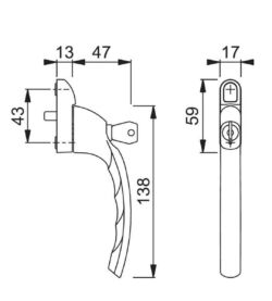 Hoppe Tokyo Inline Polished Chrome Locking 40mm Spindle Window Handle - Image 4