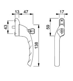 Hoppe Tokyo Matt Silver Espag 40mm Spindle Left Hand Window Handle - Image 4