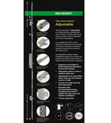 Yale Doormaster Adjustable 3Hook 2Roller 35/92 Repair Lock