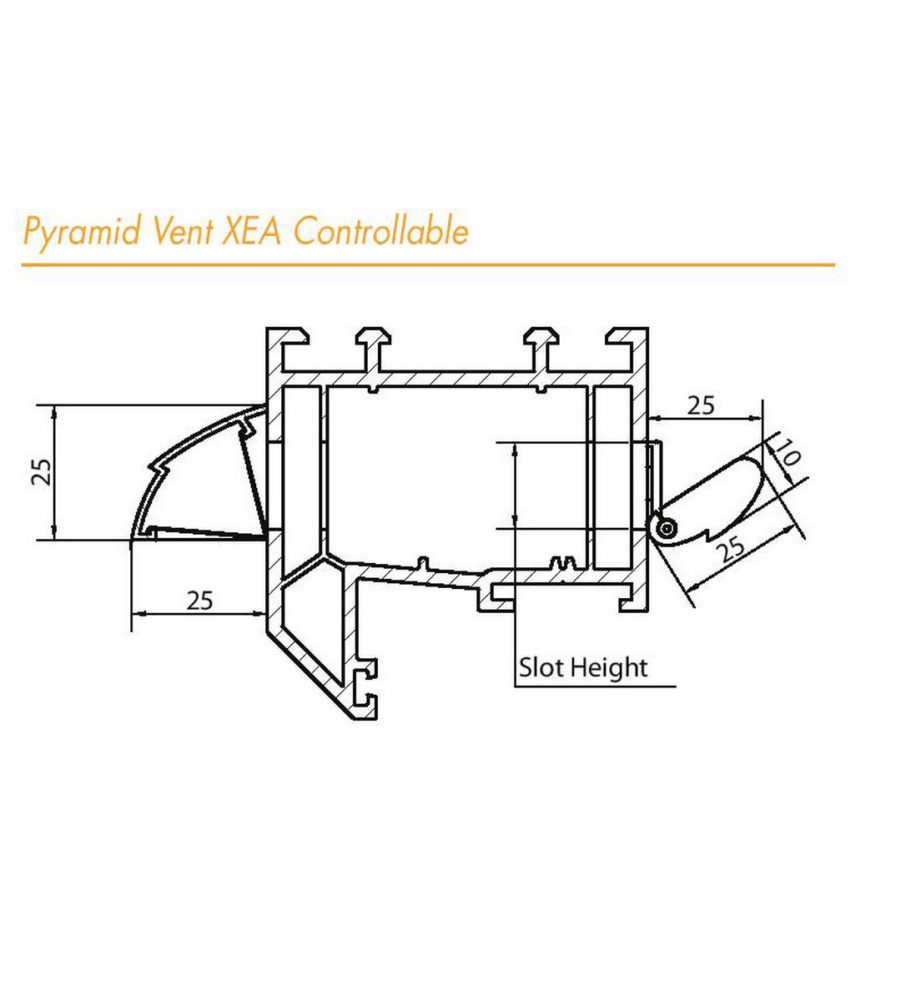 Aluminium Pyramid Window Slotvent 605mm Long - Silver Anodised - Image 4