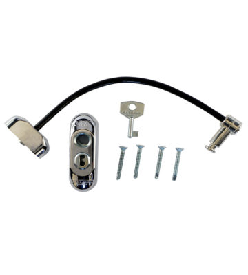 Max6mum Security Lockable Window Restrictor PVD Chrome with Black Cable