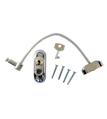 Max6mum Security Lockable Window Restrictor PVD Chrome with Clear Cable
