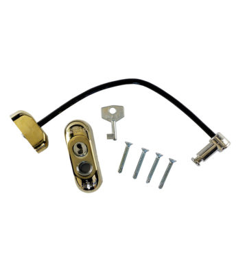 Max6mum Security Lockable Window Restrictor PVD Gold With Black Cable