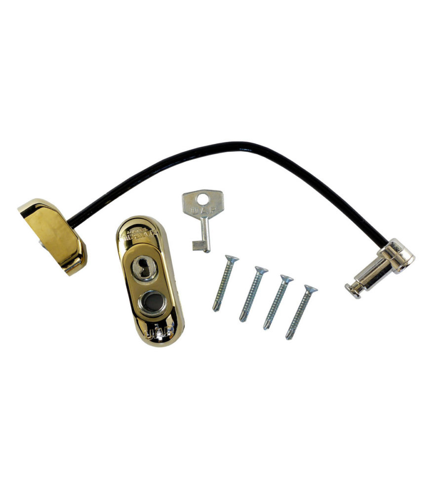 Max6mum Security Lockable Window Restrictor PVD Gold with Black Cable