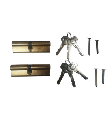 Yale 6 Pin Euro Profile Cylinder Lock Brass 45/45 (90mm) Keyed Alike In Pairs C/w 6 Keys