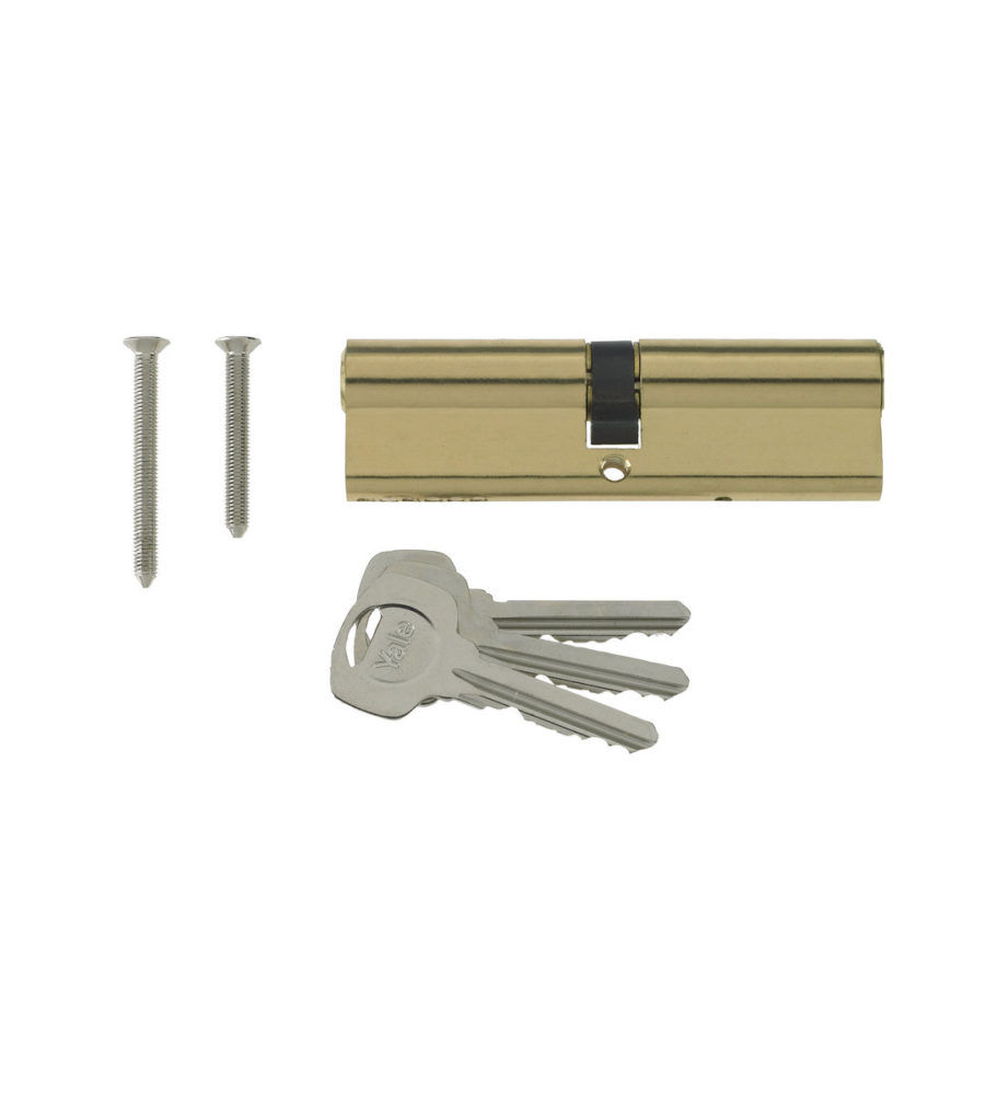 Yale 6 Pin Euro Profile Cylinder Lock Brass 45/55 (100mm) c/w 3 Keys