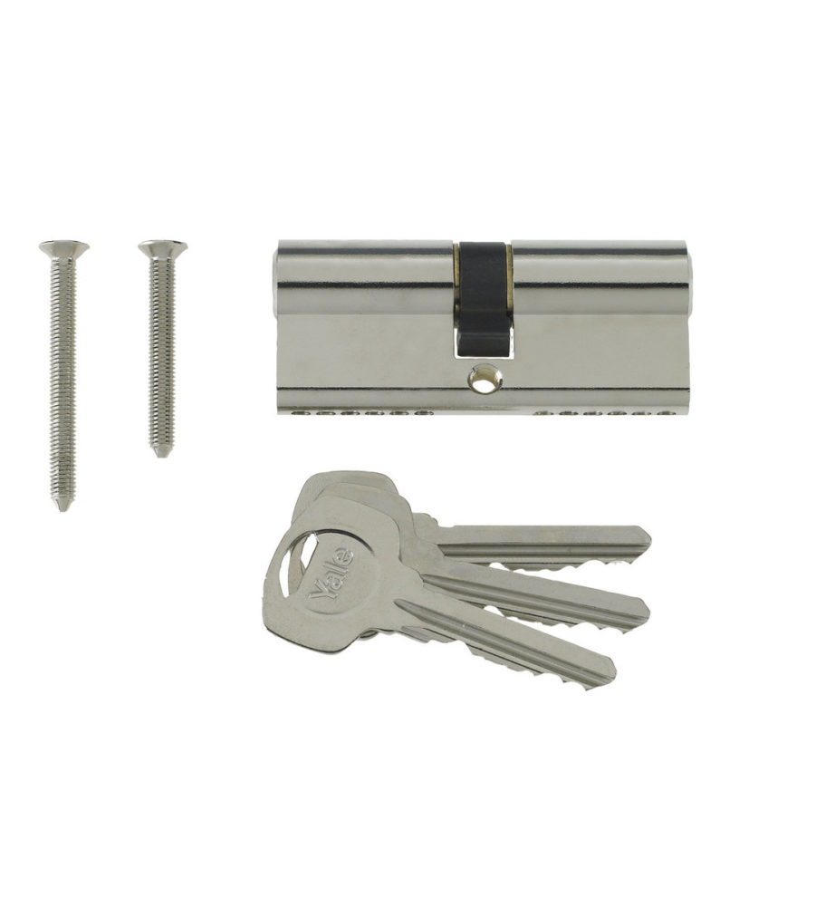 Yale 6 Pin Euro Profile Cylinder Lock Nickle 35/35 (70mm) c/w 3 Keys