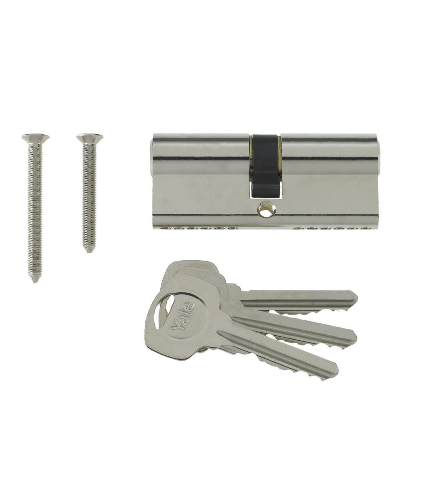 Yale 6 Pin Euro Profile Cylinder Lock Nickle 40/60 (100mm) c/w 3 Keys