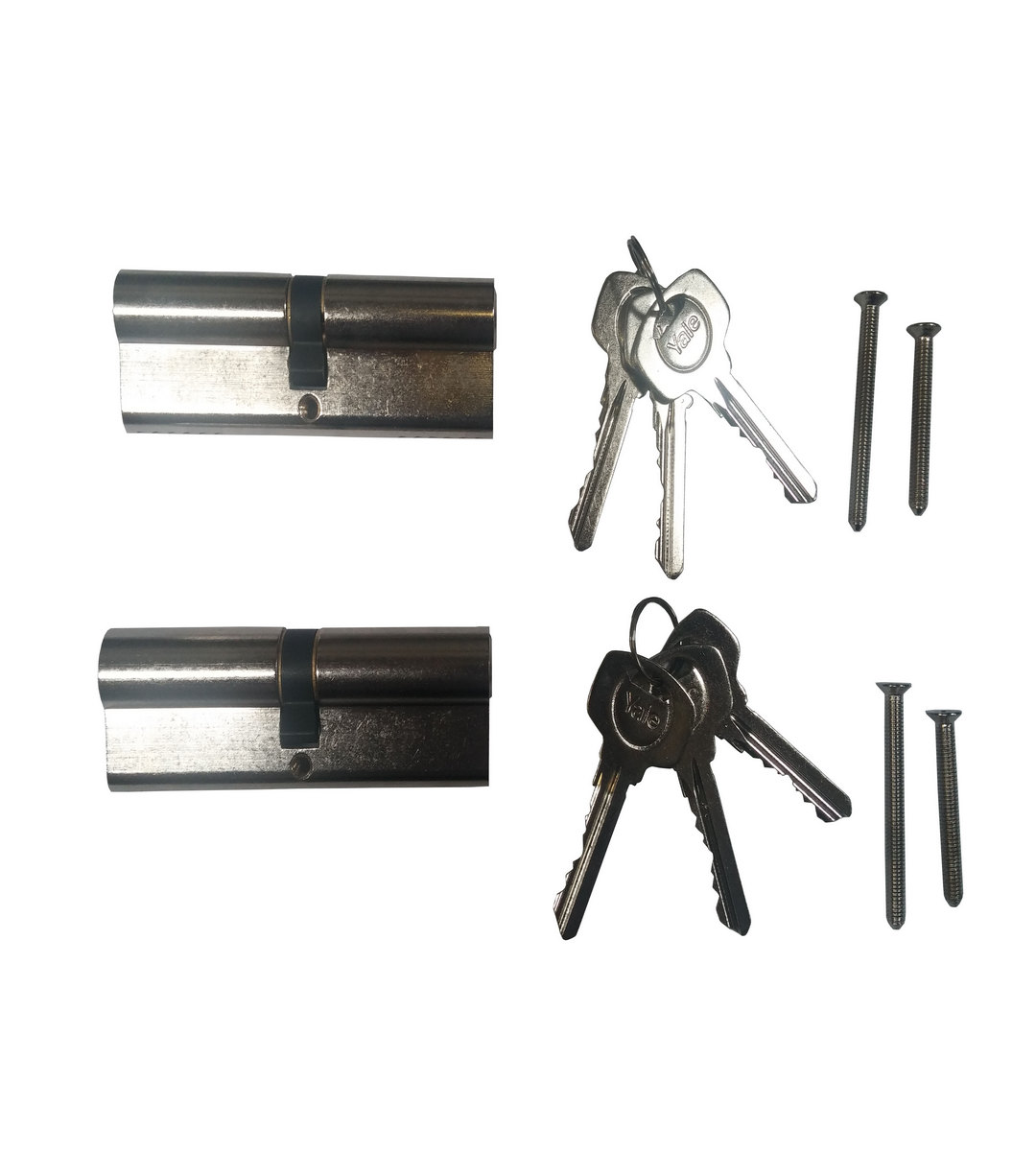 Yale 6 Pin Euro Profile Cylinder Lock Nickle 45/10/45 Keyed Alike in pairs c/w 6 