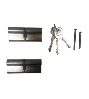 Yale 6 Pin Euro Profile Cylinder Lock Nickle 45/45 (90mm) Keyed Alike in pairs c/w 3 Keys