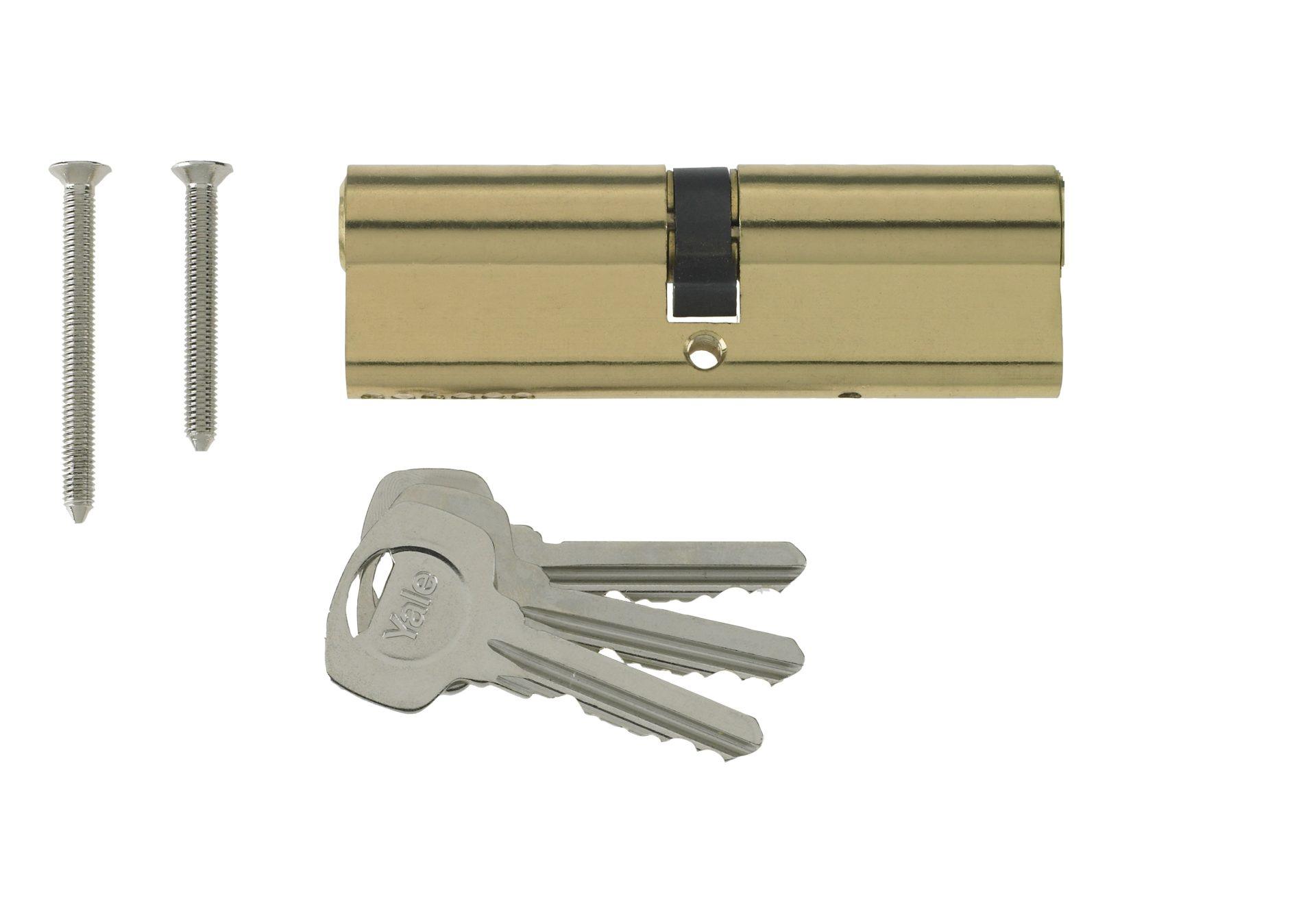Yale 6 Pin Euro Profile Cylinder Lock Brass 40/40 (80mm) c/w 3 Keys