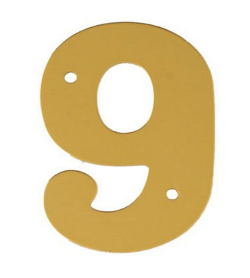 2” Gold Anodised Numeral 9