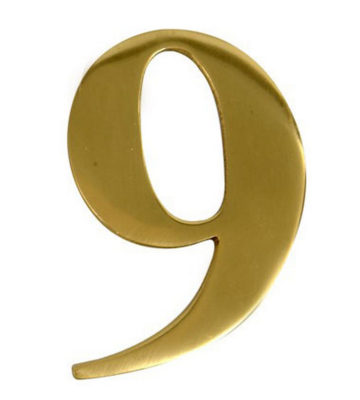 3” Brass Door Numeral 9