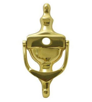 6” Victorian Urn Door Knocker Polished Brass C/w Spyhole