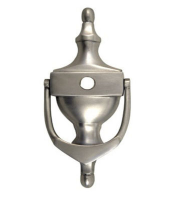 6” Victorian Urn Door Knocker Silver Satin Anodised With Spyhole