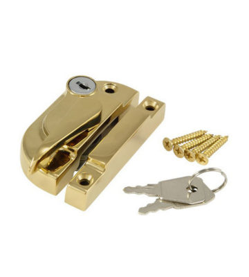 Securifitch Locking Sash Fastener PVD Gold