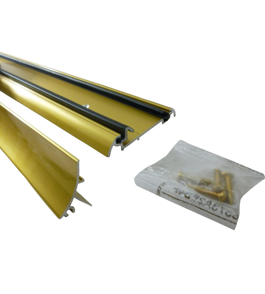 Stormguard Slimline Wide Inward Opening Weatherbar c/w ICD Deflector 1000mm Brass
