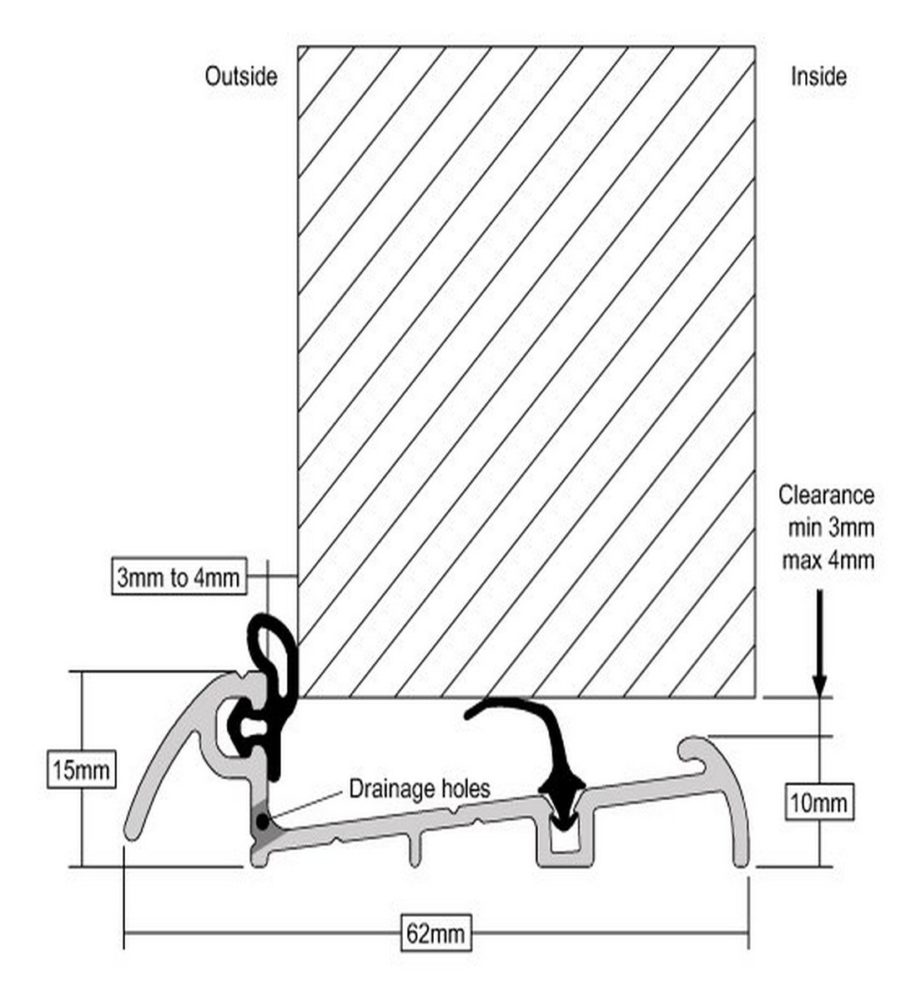 Stormguard 62mm Slimline Inward Opening Weatherbar c/w Deflector 1000mm Gold - Image 2