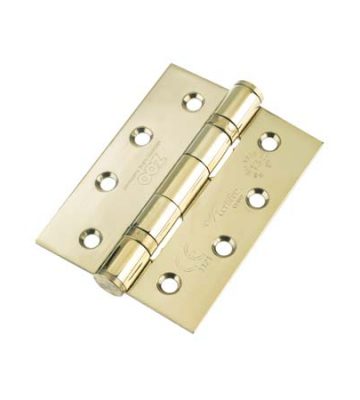 Ball Bearing Door Hinge Grade 13  102 x 76 x 3 PVD Brass Square End (Pair)