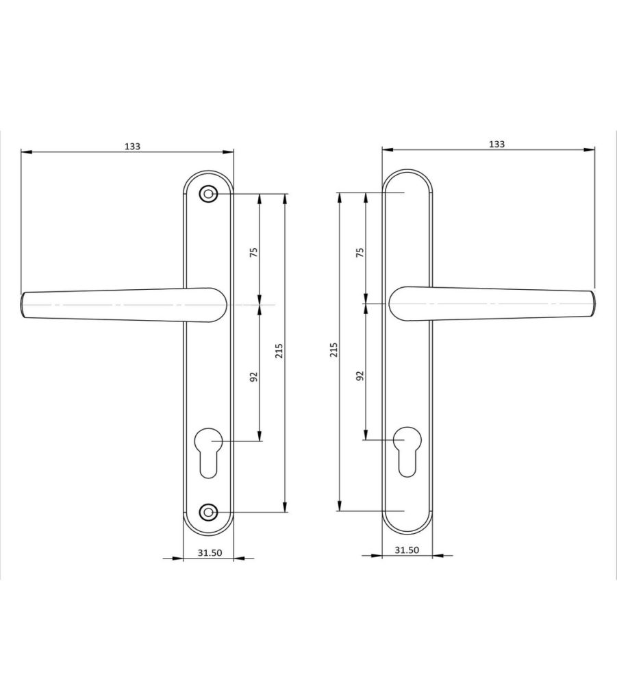Endurance Black Hammered Lever Door Handle 92mm PZ, 215mm Centres - Image 2
