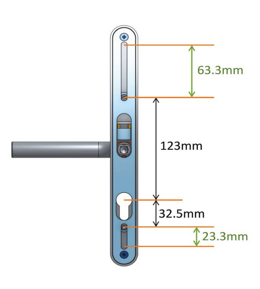 Adjustable Door Handle Pro 59-96mm White - Image 2
