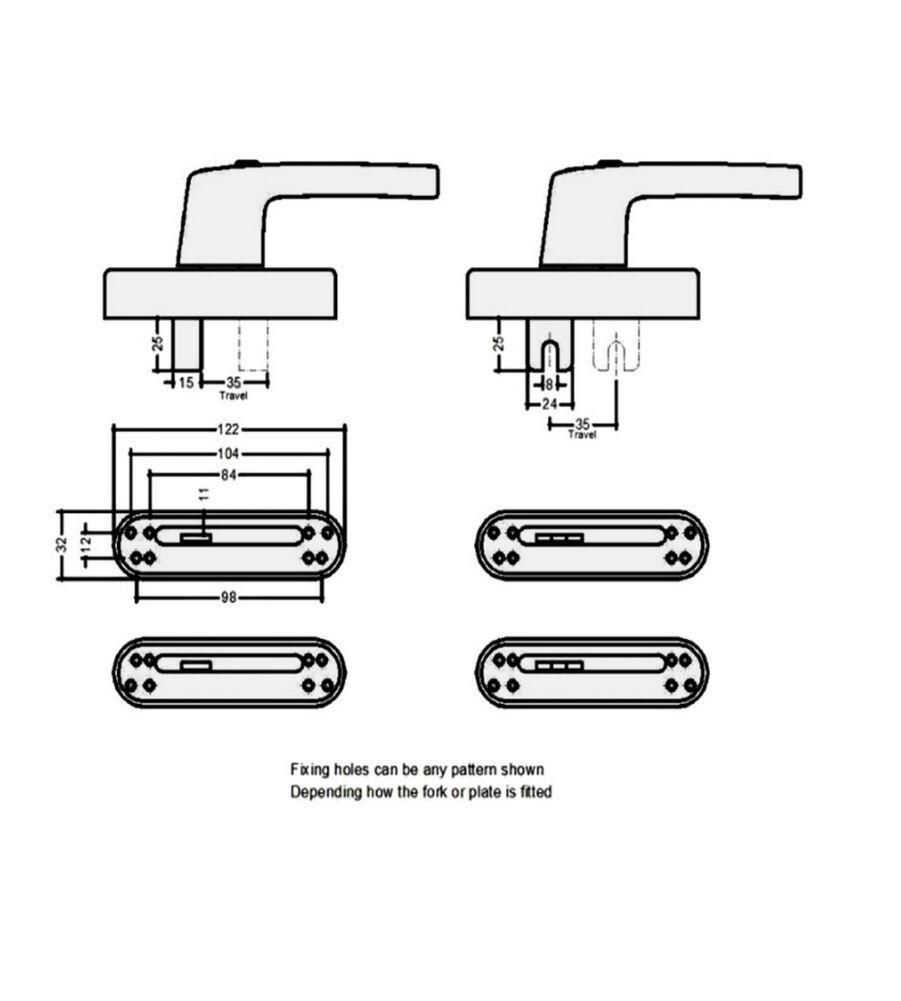 Adaptable Blade / Fork Drive Window Handle Silver - Image 3