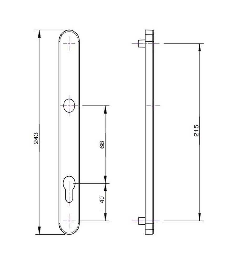Fullex 68mm PZ, 215mm Centres Polished Brass Door Handle - Image 4