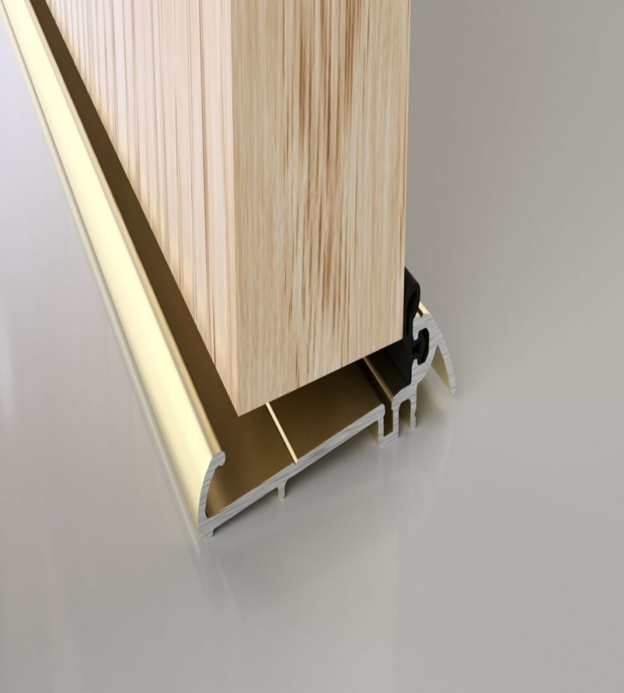 Stormguard 72mm Slimline Outward Opening Weatherbar c/w Deflector 2000mm Brass