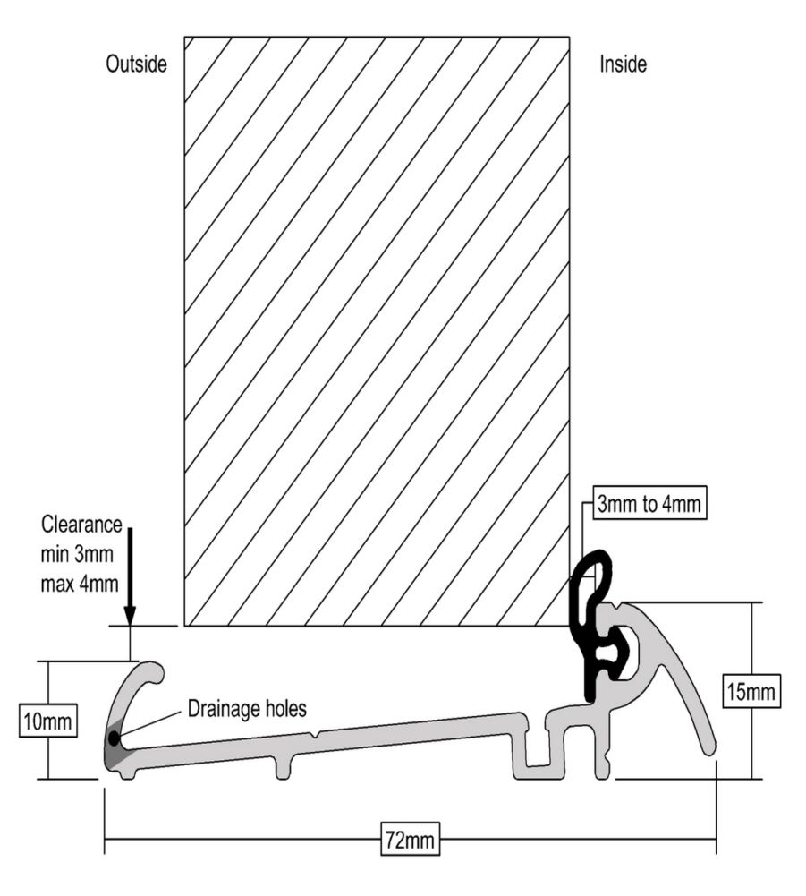 Stormguard 72mm Slimline Outward Opening Weatherbar c/w Deflector 2000mm Brass - Image 2