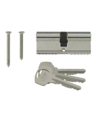Yale 6 Pin Euro Profile Cylinder Lock Nickle 35/45 (80mm) c/w 3 Keys