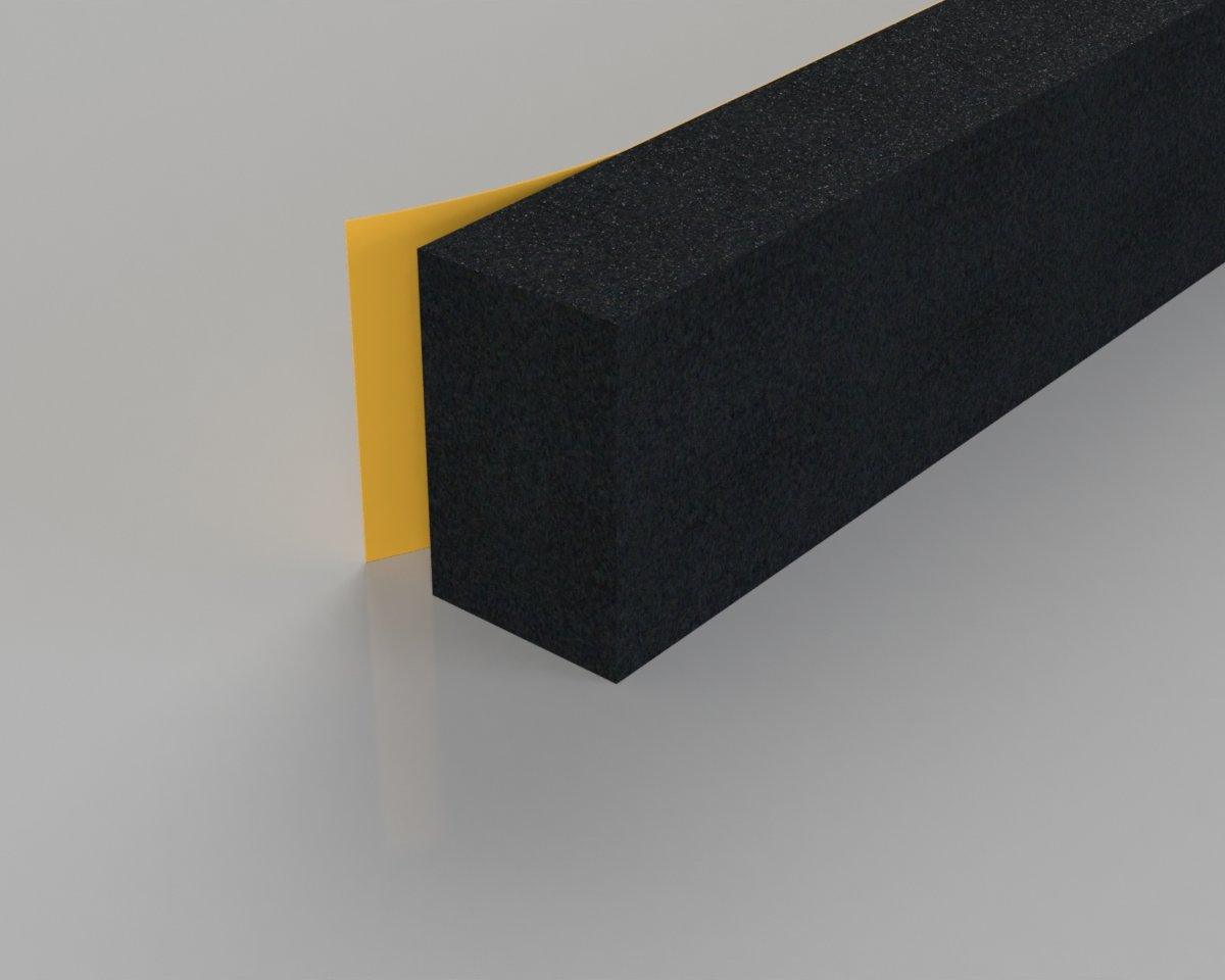 Solid Rectangle Rubber Seal Strip 30mm Wide 7mm Thick, 1 Meter Long Black