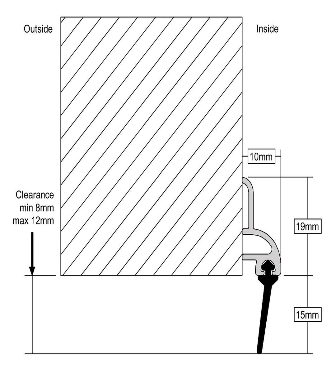 Stormguard Rubber Bottom Door Seal Aluminium - Sealco Scotland