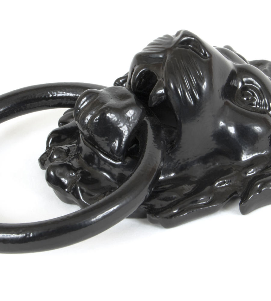 From The Anvil Lion's Head Door Knocker - Black