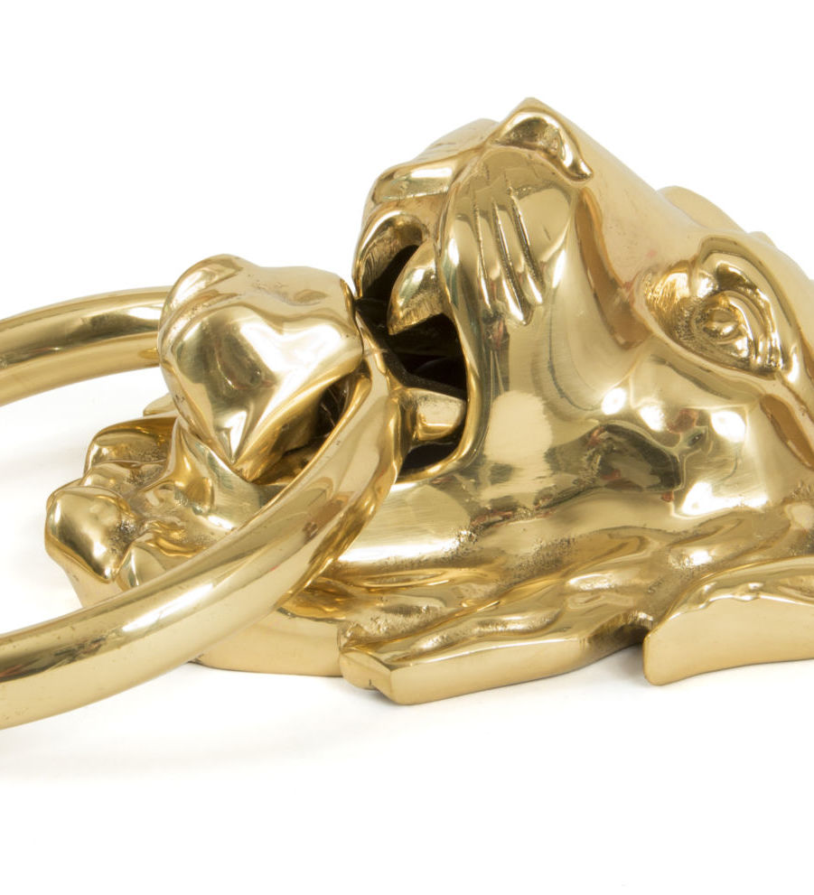 From The Anvil Lion's Head Door Knocker - Polished Brass