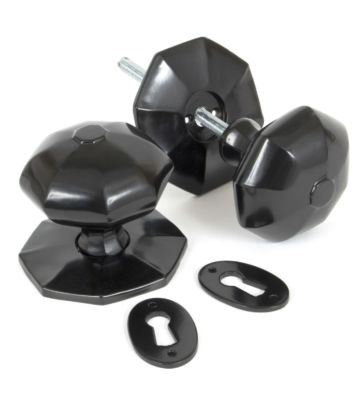 From The Anvil Black Octagonal Mortice/Rim Knob Set – Large