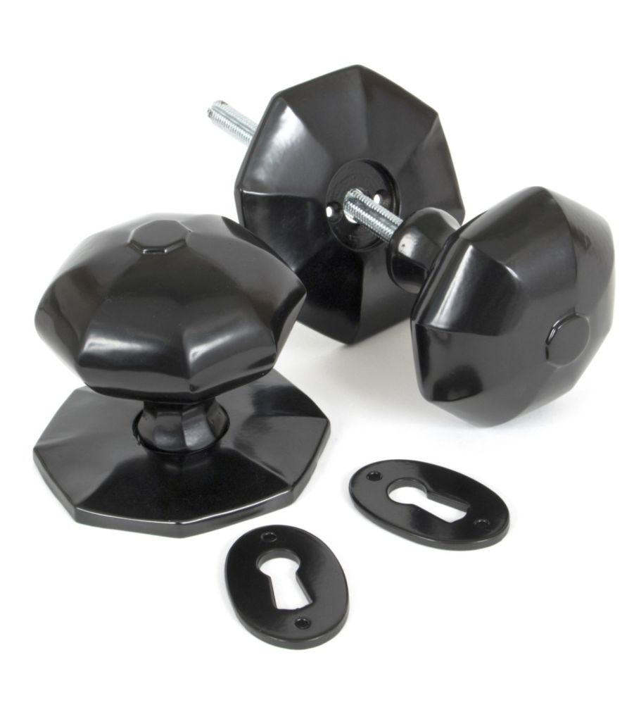 From The Anvil Black Octagonal Mortice/Rim Knob Set - Large