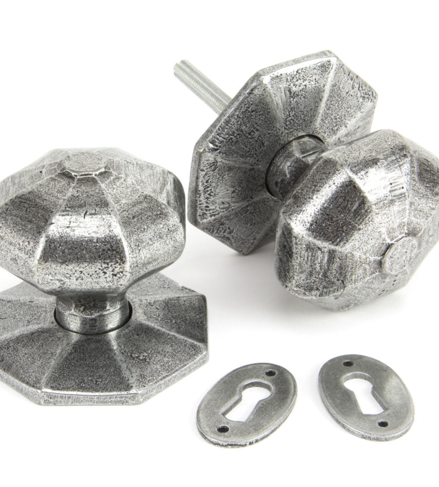 From The Anvil Pewter Octagonal Mortice/Rim Knob Set - Large