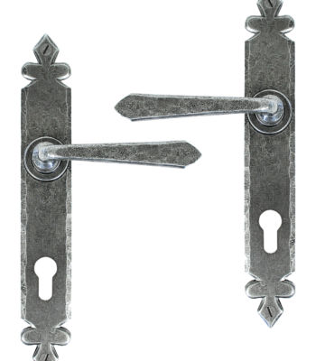 From The Anvil Pewter Cromwell Lever Espag. Lock Set