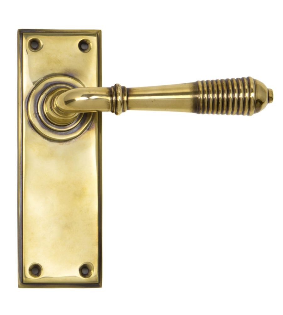 Aged Brass Reeded Lever Latch Set