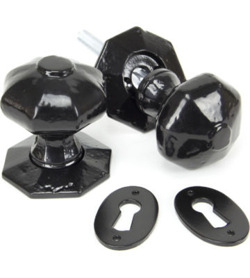 From The Anvil Black Octagonal Mortice/Rim Knob Set